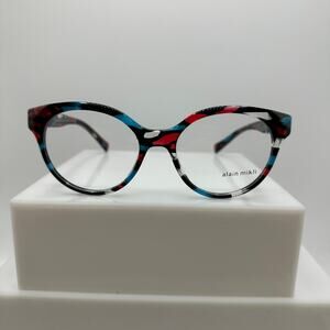 Alain Mikli Madolyn A03097 008 Red Teal Black Womens Round Eyewear 52-18-140